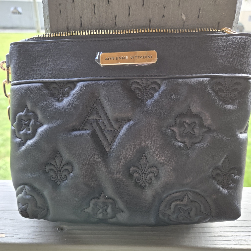 Adrienne Vittadini Black Embroidered Clutch